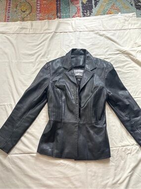 Vintage Pelle Studio Black Leather Tailored Jacket